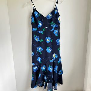 NWT Banana Republic Blue V Neck Floral Midi Dress